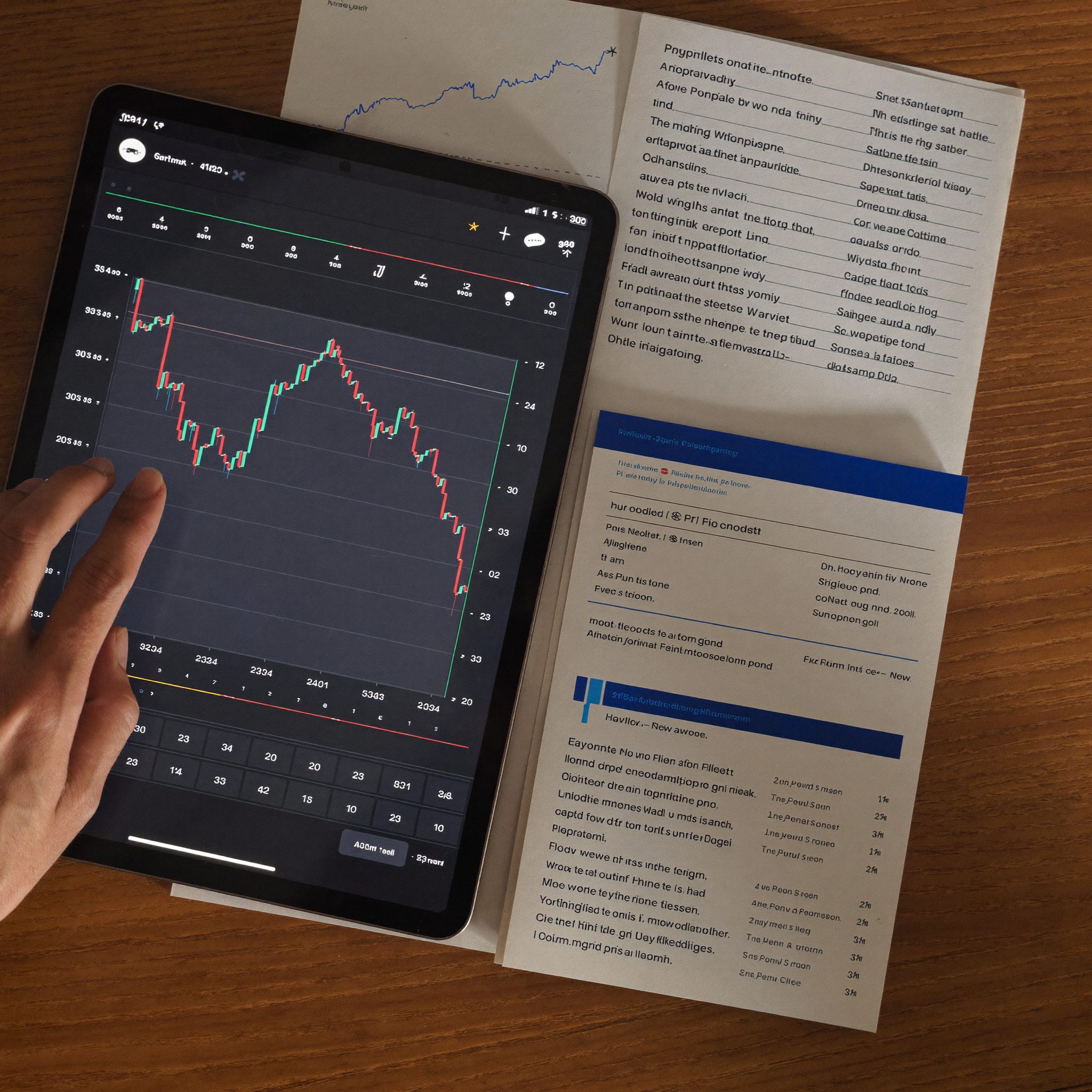 Portfolio and estate documents being reviewed on a tablet